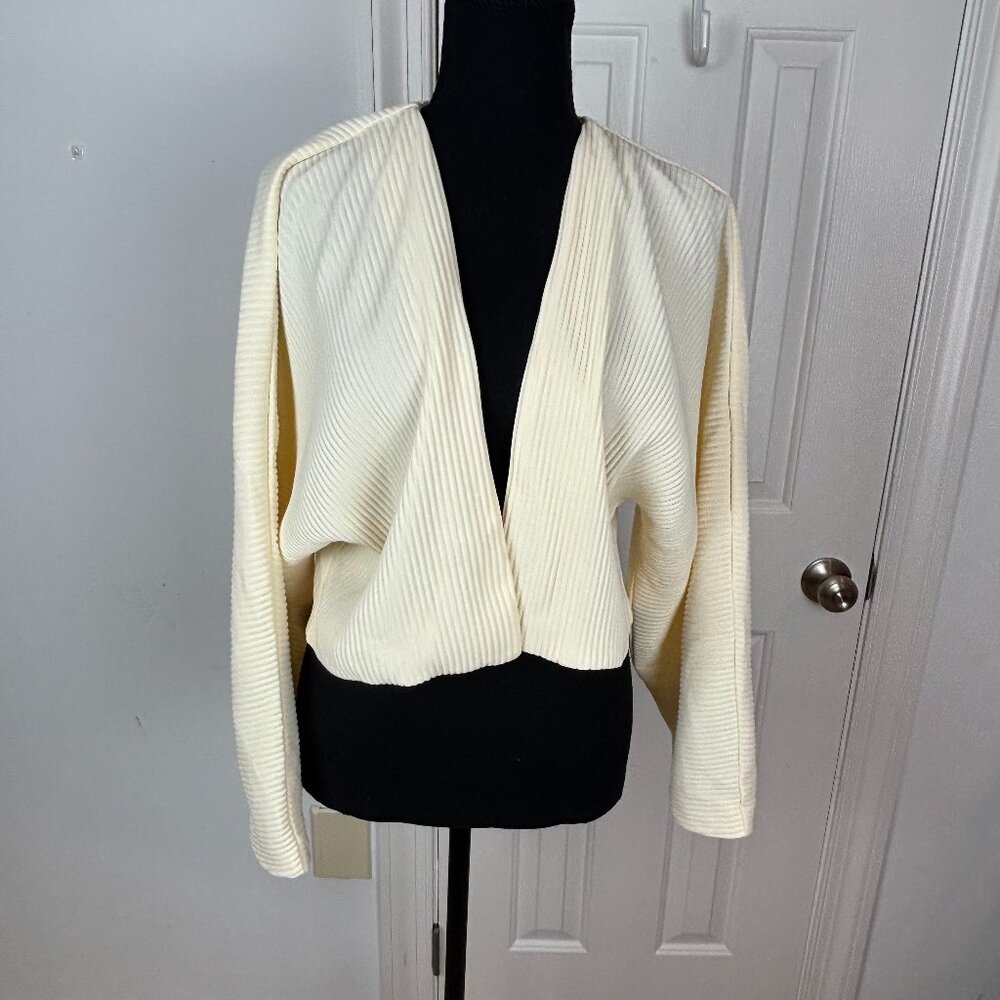 ASTR The Label Cream‎ Ribbed Dolman Sleeve Cropped Kimono Cardigan XS